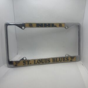 Vintage St Louis Blues Metal License Plate Frame Chrome Enamel by Tag Express